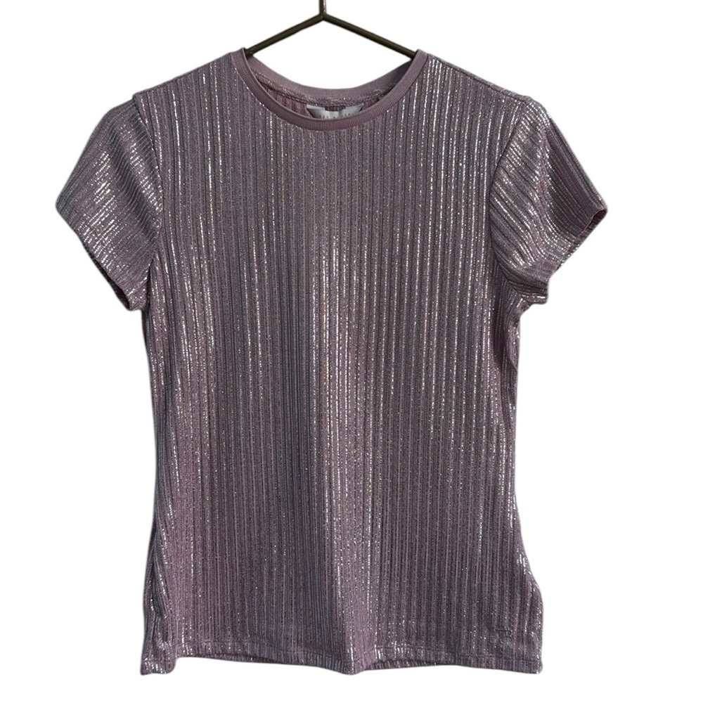 Ted Baker London Catrino Metallic Pink Shimmer Fitted Tee Size 2 Medium NWT - Picture 9 of 14